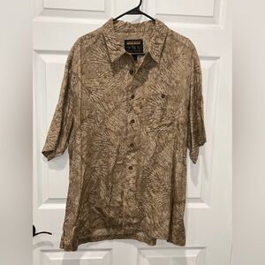 Woolrich Shirt Men's 2XL Beige Palm‎ Short Sleeve Button Up